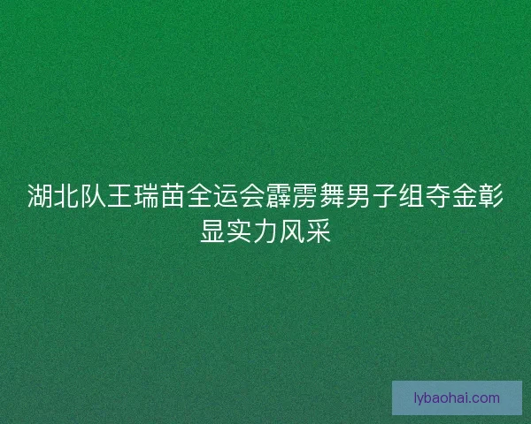 湖北队王瑞苗全运会霹雳舞男子组夺金彰显实力风采